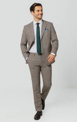 Brown Herringbone Tweed Suit Jacket