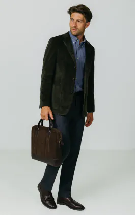 Green Corduroy Jacket with Patch Pockets