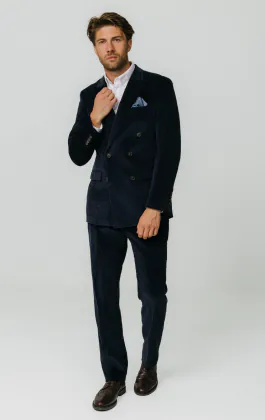 Double Breasted Navy Corduroy Jacket