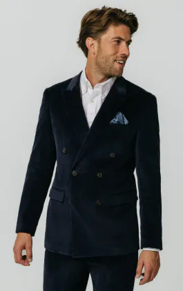 Double Breasted Navy Corduroy Jacket