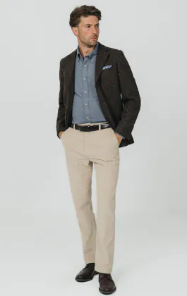 Brown Prince of Wales Tweed Jacket with Patch Pockets