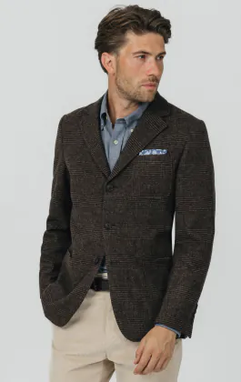 Brown Prince of Wales Tweed Jacket with Patch Pockets