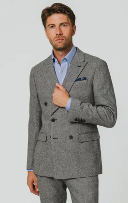 Grey Twill Tweed Suit Jacket