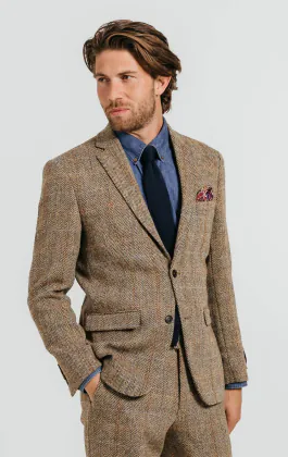 Harris Tweed of Scotland Brown Windowpane Tweed Jacket