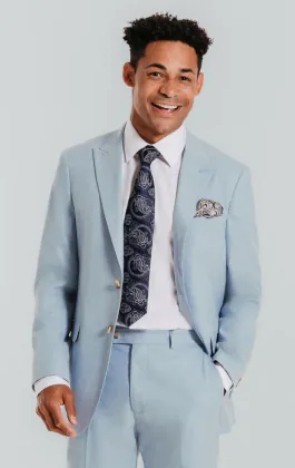 Light Blue Suit Jacket with Peak Lapel