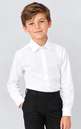 Boys Laydown Collar, Plain Fly Front Tuxedo Shirt