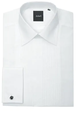 Vincent White Pleated Laydown Tuxedo Shirt Ike Evening by Tuxedo Authentic Brand