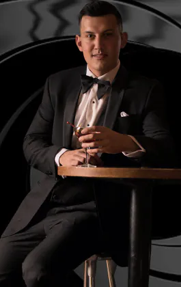 Secret Agent Black 2 Piece Tuxedo, Tuxedo Shirt, Bow Tie