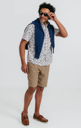 Floral Print Cotton Short Sleeved Shirt