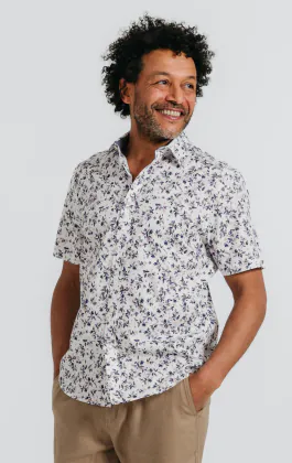 Floral Print Cotton Short Sleeved Shirt