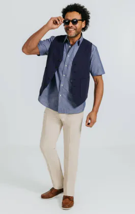 Blue Floral Print Short Sleeved Shirt