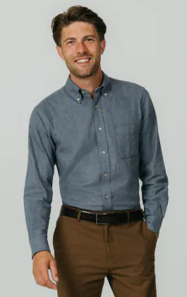 Blue Brushed Cotton Shirt