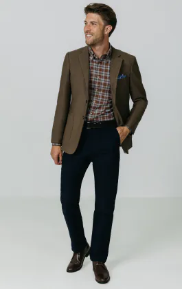 Rust and Gray Check Brushed Cotton Shirt
