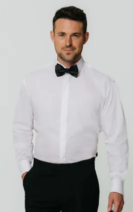 Dobell White Penny Collar Tuxedo Shirt