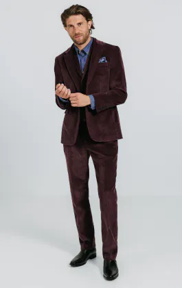Burgundy Corduroy 3 Piece Suit