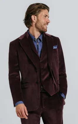 Burgundy Corduroy 3 Piece Suit