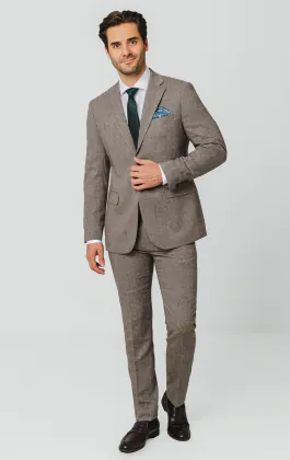 Brown Herringbone Tweed Suit