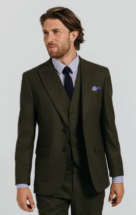 Dark Green Twill 3 Piece Suit
