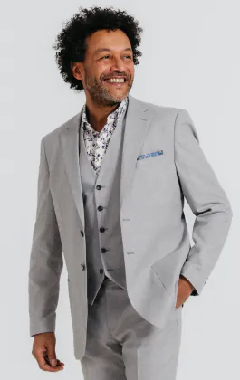 Light Gray Linen 3 Piece Suit