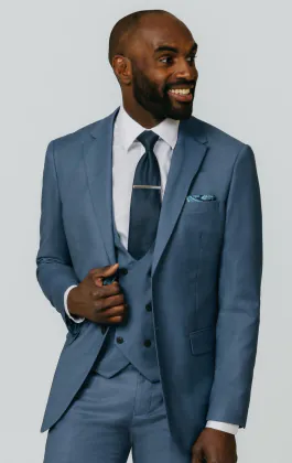 Blue Sharkskin 3 Piece Suit