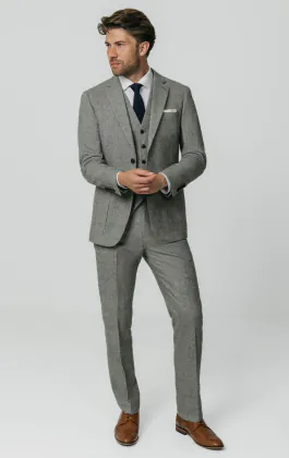 Light Gray Donegal Tweed 3 Piece Suit