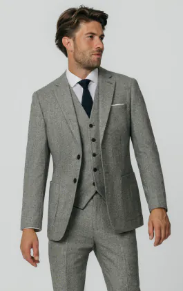 Light Gray Donegal Tweed 3 Piece Suit