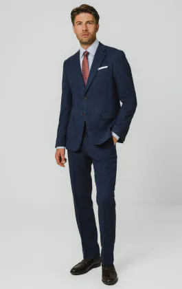 Blue Herringbone Tweed 3 Piece Suit