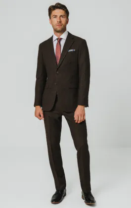 Dark Brown Donegal Tweed 3 Piece Suit