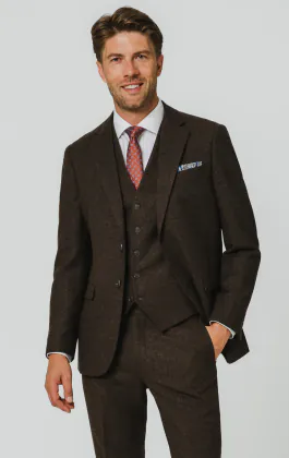 Dark Brown Donegal Tweed 3 Piece Suit
