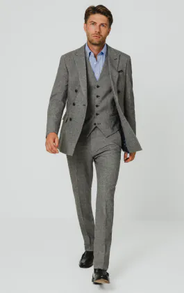 Grey Twill Tweed 3 Piece Suit