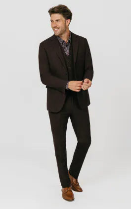 Burgundy Donegal Tweed 3 Piece Suit