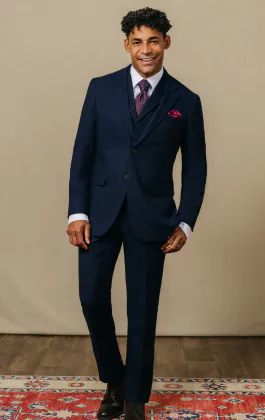 Navy Donegal Tweed 3 Piece Suit