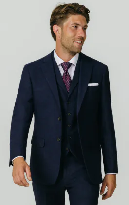 Navy Donegal Tweed 3 Piece Suit