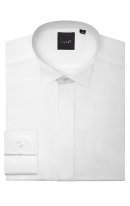 Boys Wing Collar, Plain Fly Front Tuxedo Shirt