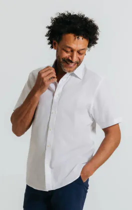 White Linen Short Sleeve Shirt