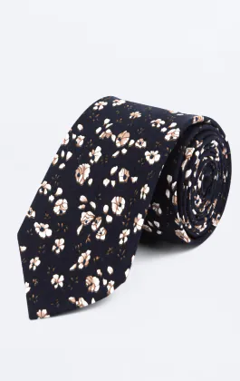 Blue and White Floral Necktie