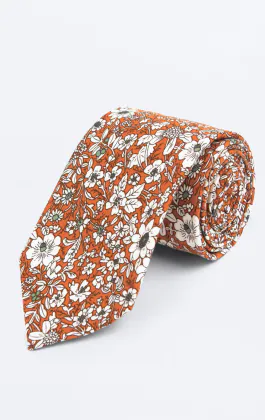 Orange Floral Necktie