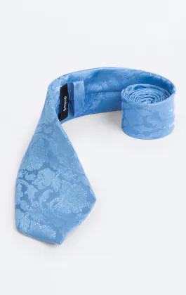 Mid Blue Leaf Jacquard Necktie