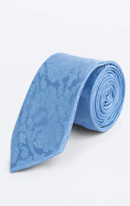 Mid Blue Leaf Jacquard Necktie