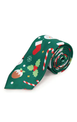 Santa & Friends Green Christmas Necktie