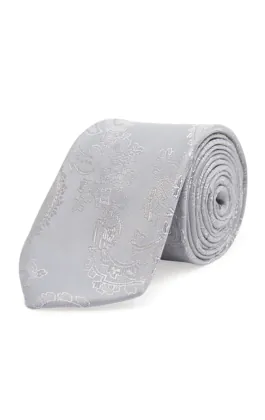 Boys Silver Paisley Neck Necktie