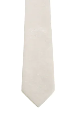 Boys Pearl White Paisley Necktie