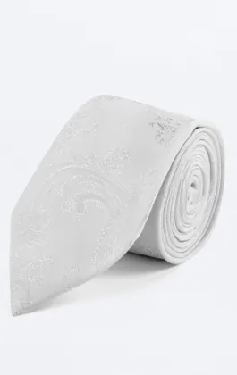 White Paisley Necktie