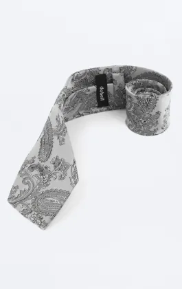 Gray Paisley Necktie