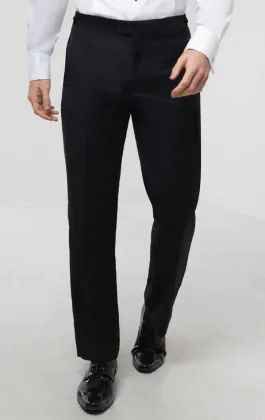 Black 100% Wool Tuxedo Pants
