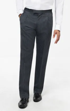 Black & Gray Striped Wool Blend Morning Suit Pants