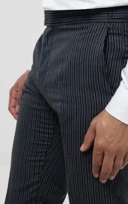 Black & Gray Striped Slim Fit Morning Suit Pants
