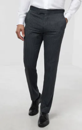Black & Gray Striped Slim Fit Morning Suit Pants