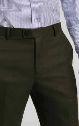 Dark Green Twill Suit Pants
