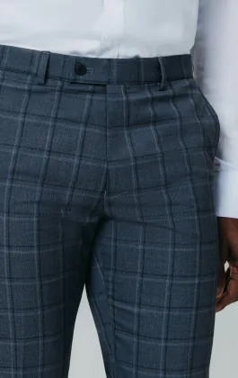 Blue Bold Windowpane Check Suit Pants